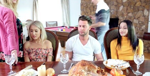 Sisters Thanksgiving Dinner Ends In Creampie Dessert From Family Friend